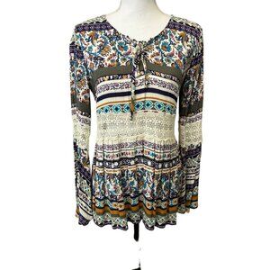 Mossimo Women’s Boho Peasant Blouse 90s Y2K Bell Sleeve Retro Western Size S